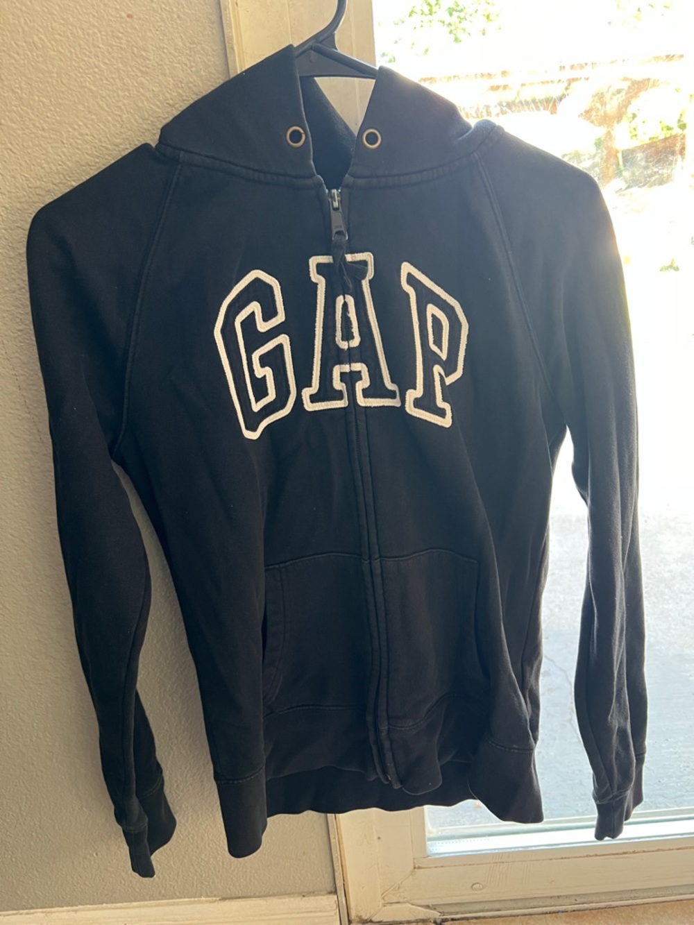 GAP Black Full-Zip Hoodie with White Logo